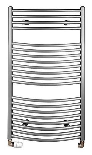 Gebogen handdoekradiator 45x97 cm 419W metallic zilver