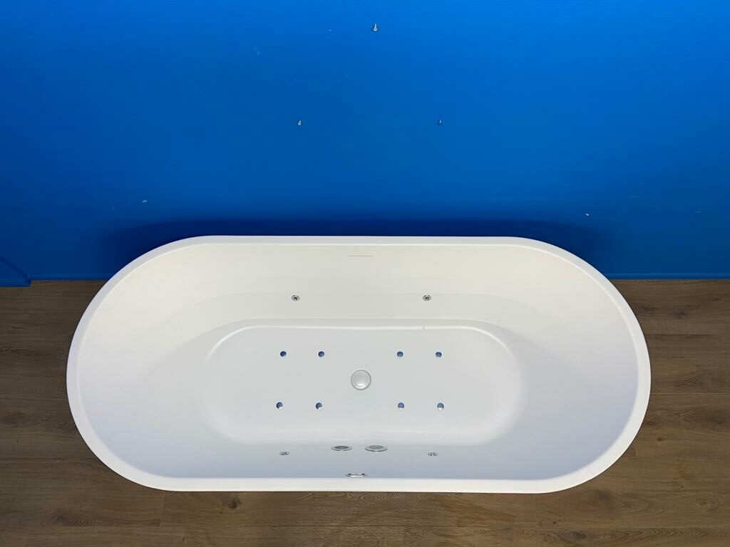 Wiesbaden Libero vrijstaand bubbelbad met Premium systeem 180x80 mat wit