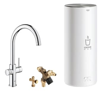 Grohe Red Duo kokend waterkraan met C-uitloop en boiler 7 liter chroom