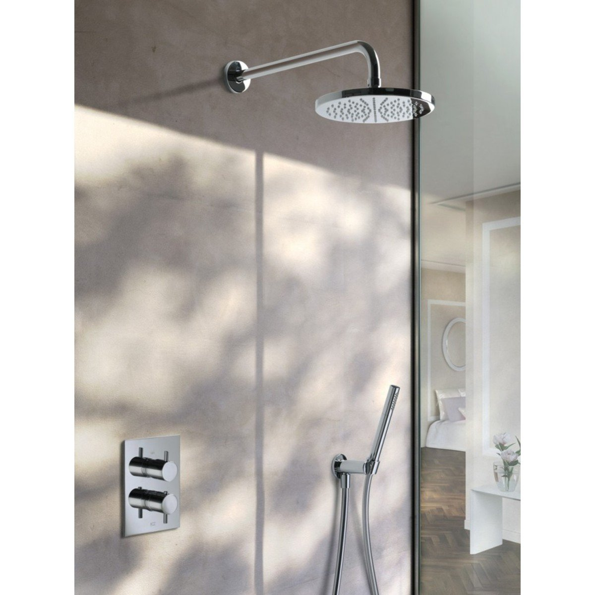 Hotbath Laddy IBS2A inbouw douche set met 2-weg omstel chroom staafdouche plafondbuis 15cm douchekop 25cm (incl. glijstang)