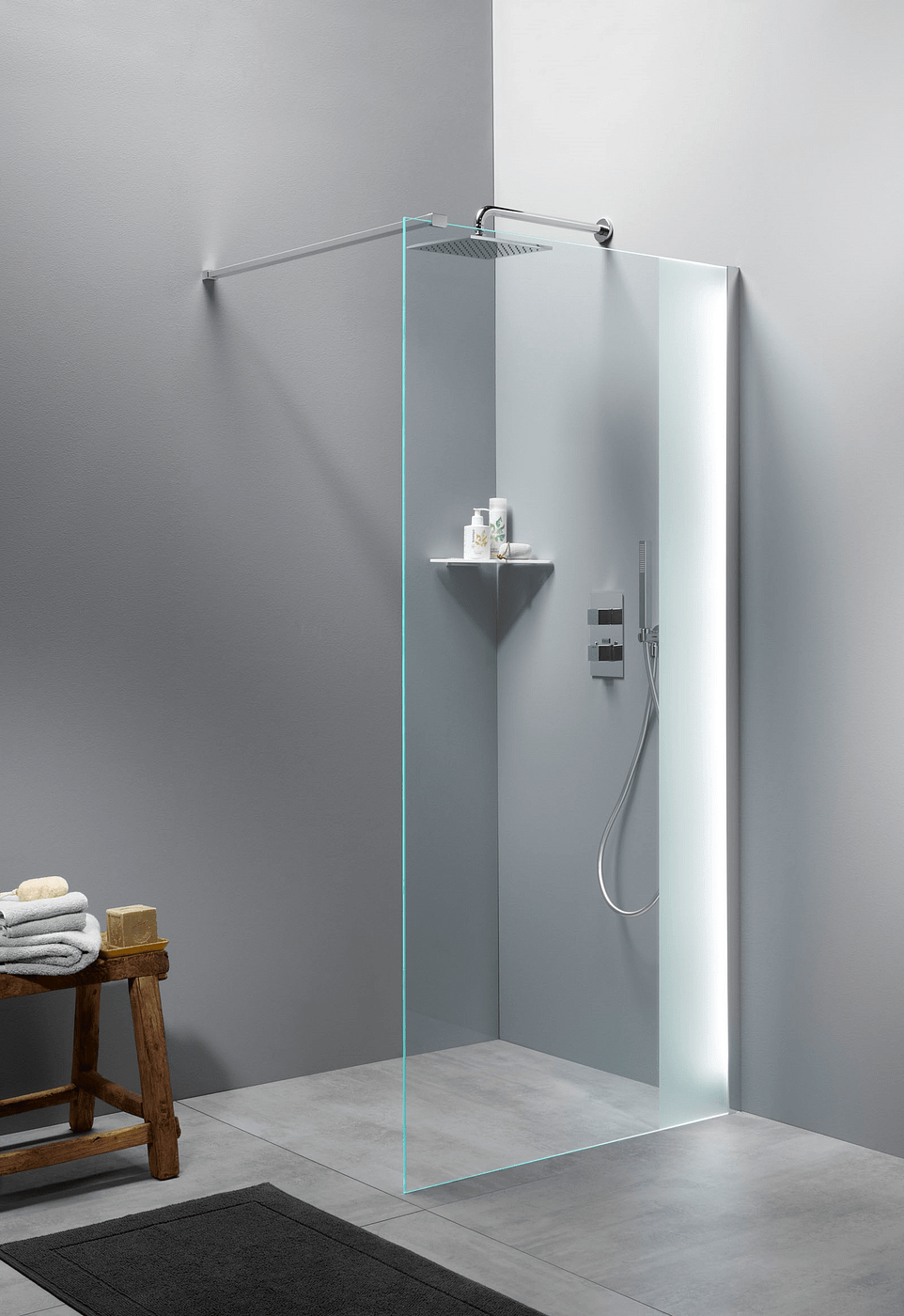 Novara Free Time inloopdouche met verticale decor streep 100x200 timeless glas