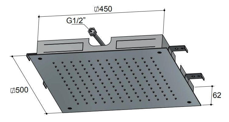 Hotbath Archie AR111 inbouw hoofddouche vierkant 50 cm RVS 316