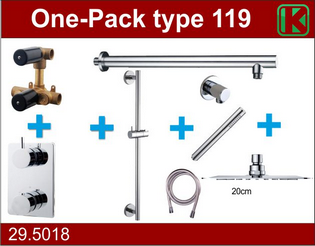 Wiesbaden one-pack inbouwthermostaatset type 119 CHR (20cm ufo)