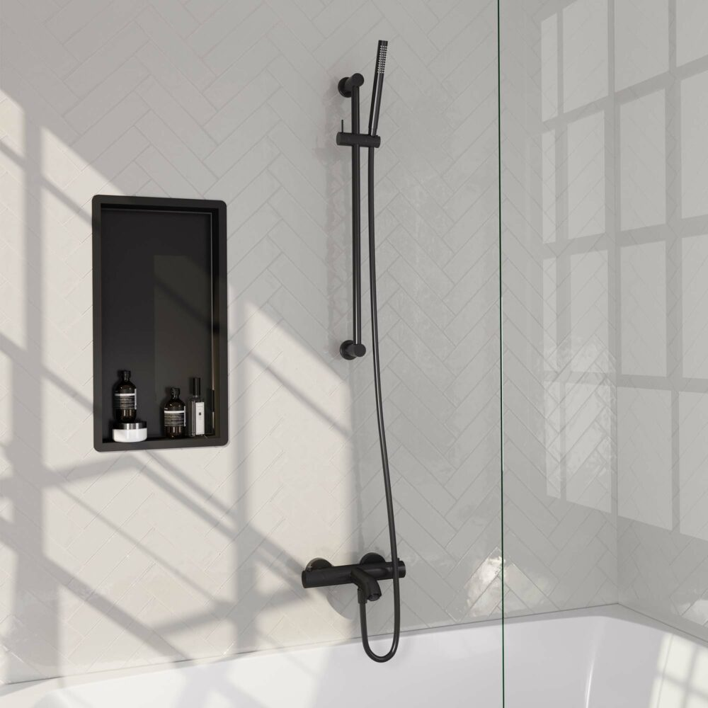 Brauer Black Edition opbouw baddouche met glijstang en staafhanddouche zwart