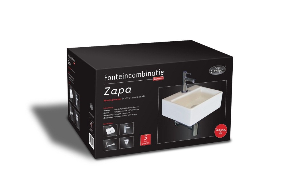 One pack Fonteincombinatie Zapa glanzend wit