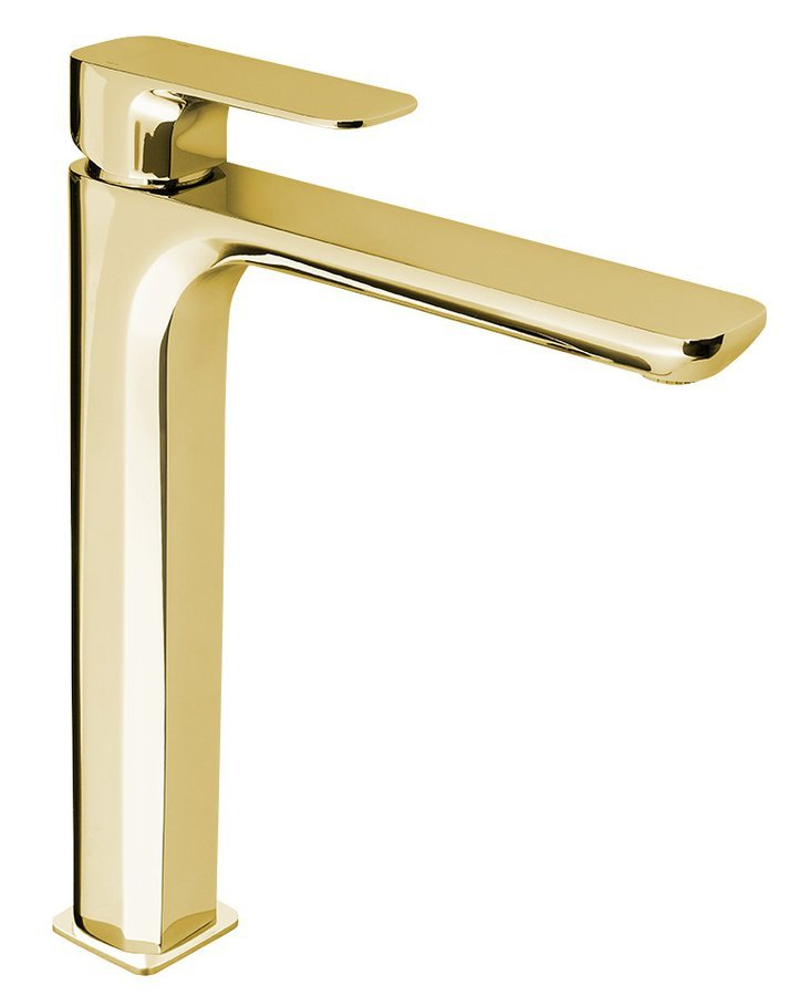 Sapho Spy hoge wastafelmengkraan zonder waste 30cm goud