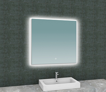 Wiesbaden Soul spiegel rechthoek met LED, dimbaar en spiegelverwarming 80 x 80 cm