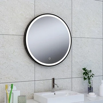 Wiesbaden Maro ronde spiegel met LED verlichting 60 cm mat zwart