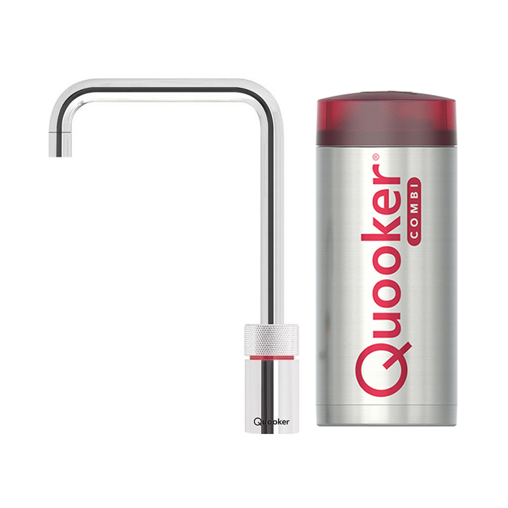 Quooker Nordic Square Single Tap kokend waterkraan met COMBI boiler chroom