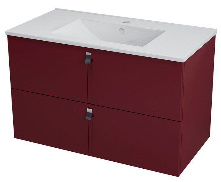 Sapho Mitra Badkamermeubel keramiek/MDF 90x45x55 bordeaux rood