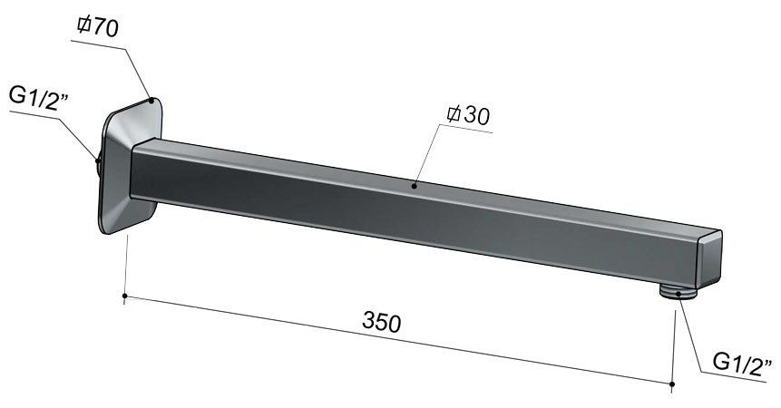 Hotbath Mate M521 wandarm 35cm geborsteld nikkel