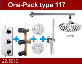 Wiesbaden one-pack inbouwthermostaatset type 117 CHR