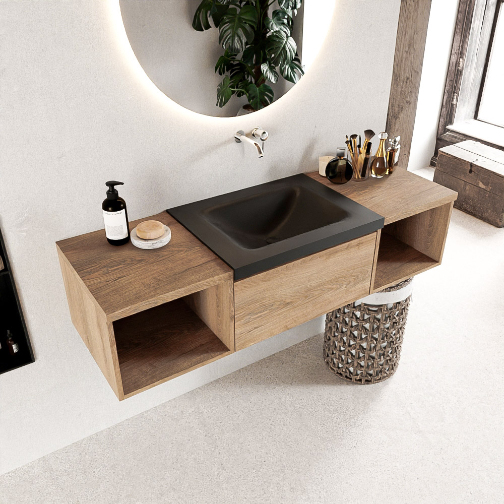 Mondiaz Bukla badmeubel 2 lades 140 washed oak en urban