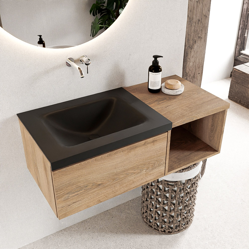 Mondiaz Bukla badmeubel links 1 lade 100 washed oak en urban