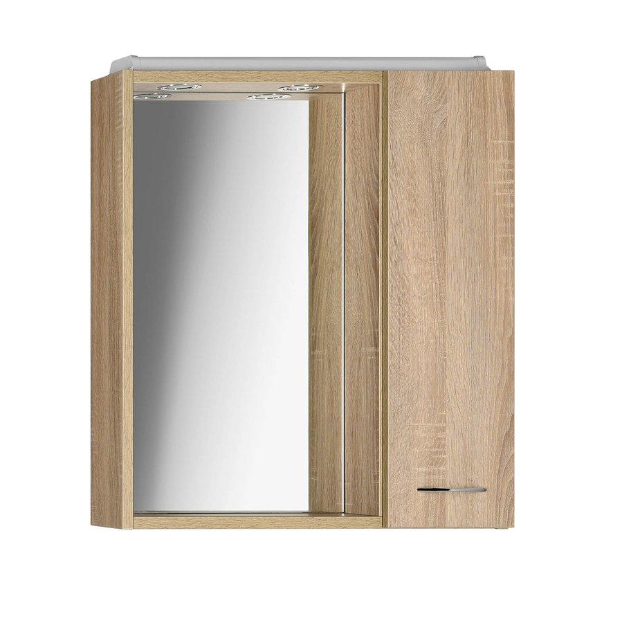 Aqualine Keramia Fresh LED-spiegelkast rechts 60x60cm oak platin