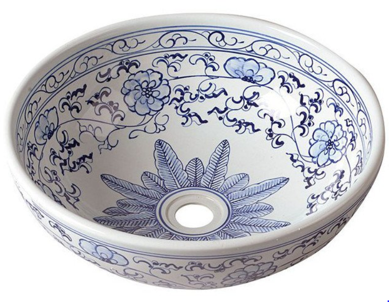 Sapho Priori keramiek waskom diameter 42 cm wit/blauw