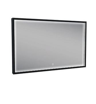 Wiesbaden rechthoekige condensvrije LED spiegel 100x60 cm mat zwart