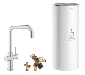 Grohe Red Duo kokend waterkraan met U-uitloop en boiler 7 liter RVS