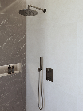 Wiesbaden Caral inbouwthermostaat compleet met hoofddouche 25 cm en staafhanddouche gunmetal