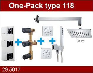 Wiesbaden one-pack inbouwthermostaatset type 118 CHR