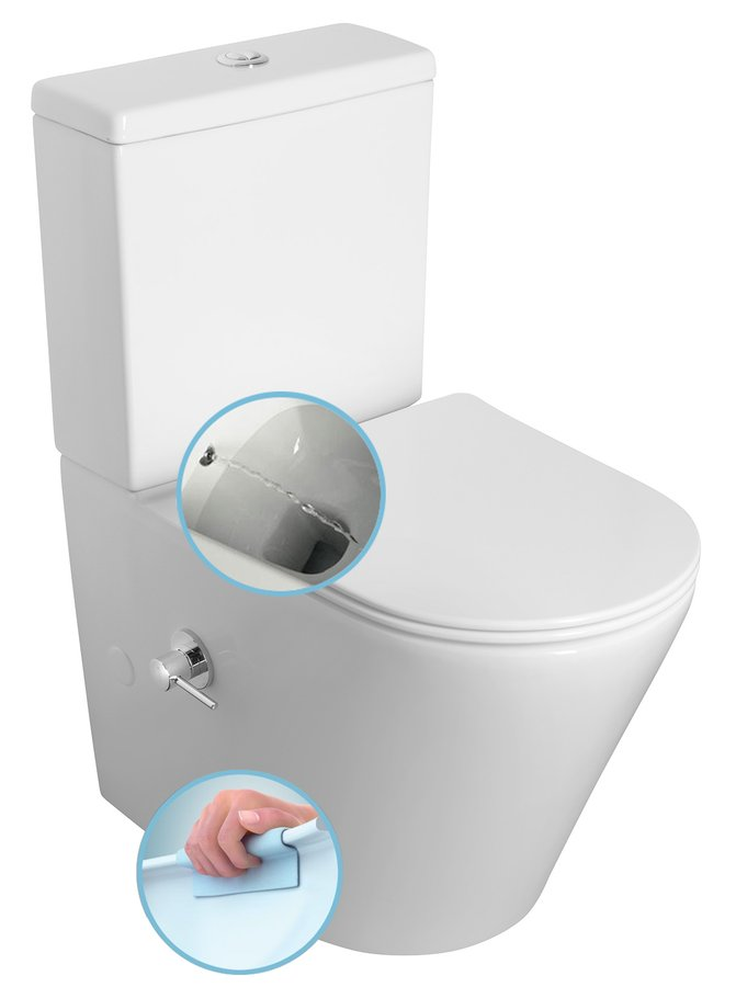 Sapho Paco randloos compact staand toilet met bidet wit