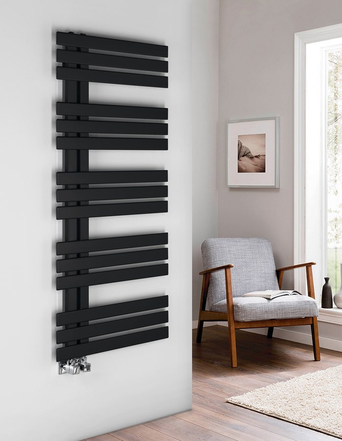 Sapho Silvana handdoekradiator 50x124 cm mat zwart