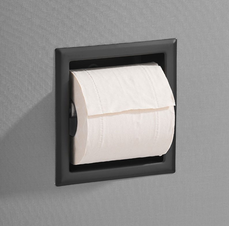 Saniclear Nero inbouw toiletrolhouder mat zwart