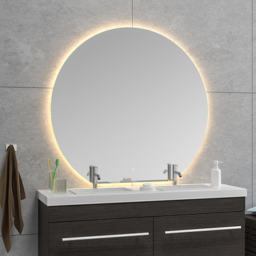 Wiesbaden Tramonto spiegel rond met LED, dimbaar en spiegelverwarming 120 x 112 x 0,3 cm