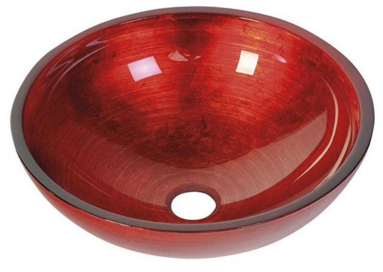 Sapho Murano Rosso glas waskom diameter 40 cm rood