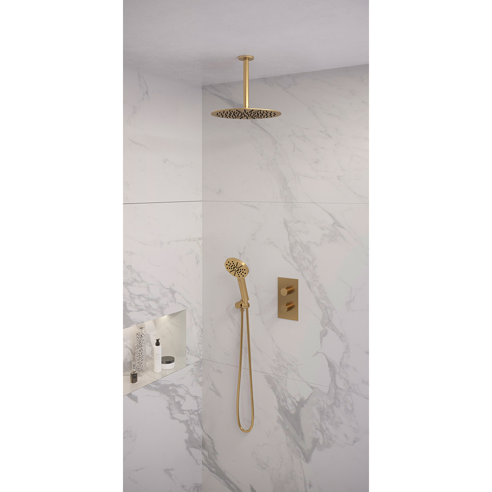 Brauer Gold Edition doucheset met ronde handdouche 3-weg 30 goud