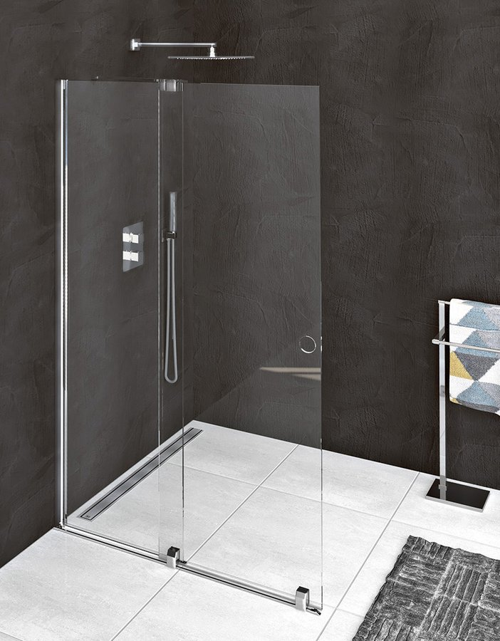 Polysan Modular Shower inloopdouche glasplaat met schuifdeur 100x200 chroom