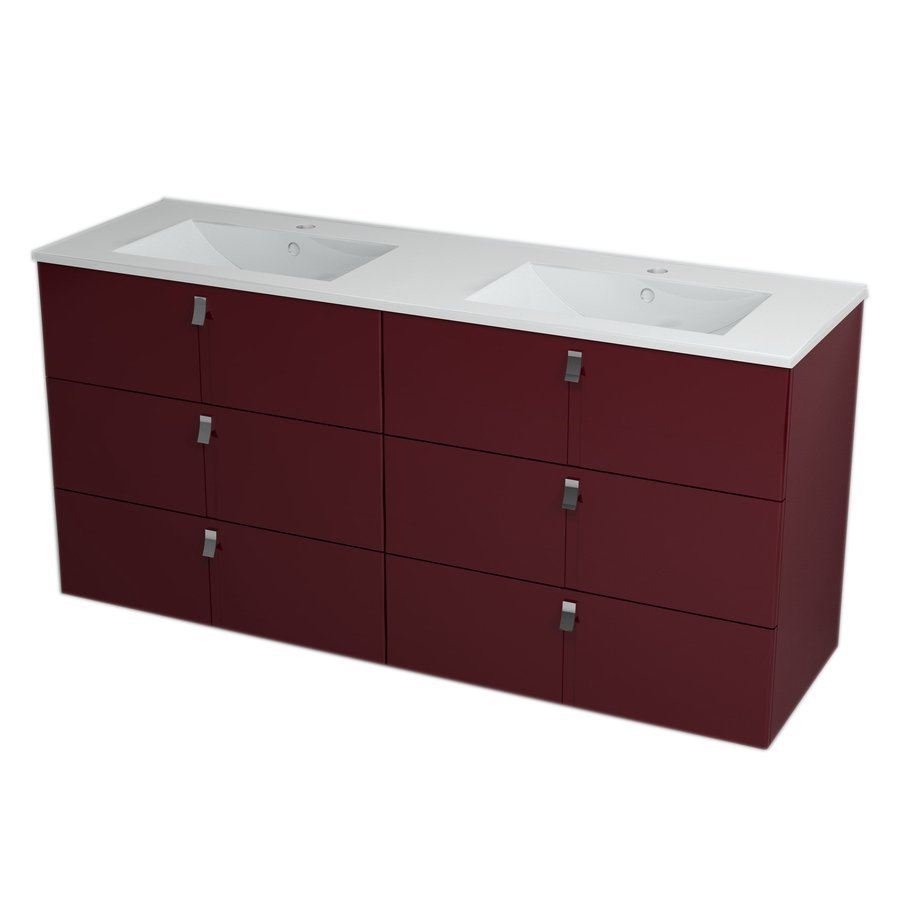 Mitra Onderkast incl. wastafel 3 lades 150x70x46cm claret