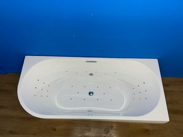 Wiesbaden Corner rechts bubbelbad met Supreme systeem en verlichting 180x80 wit