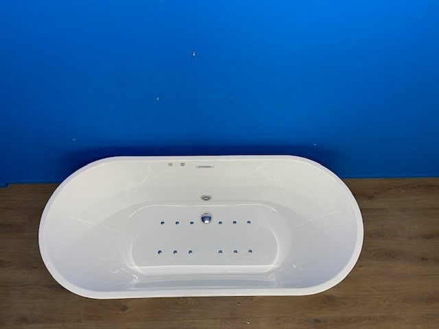 Wiesbaden Libero vrijstaand bubbelbad met WPv1 systeem en verlichting 180x80 wit