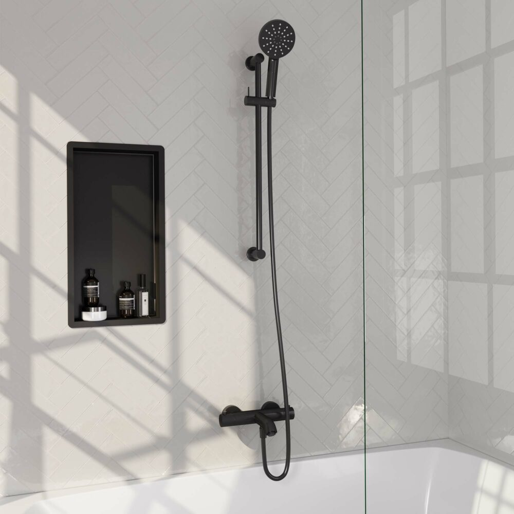 Brauer Black Edition opbouw baddouche met glijstang en ronde handdouche zwart