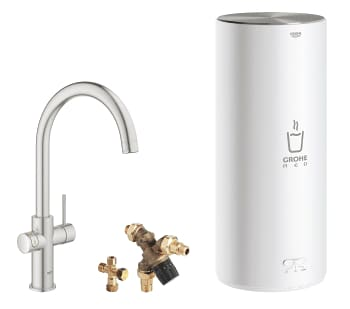 Grohe Red Duo kokend waterkraan met C-uitloop en boiler 7 liter RVS