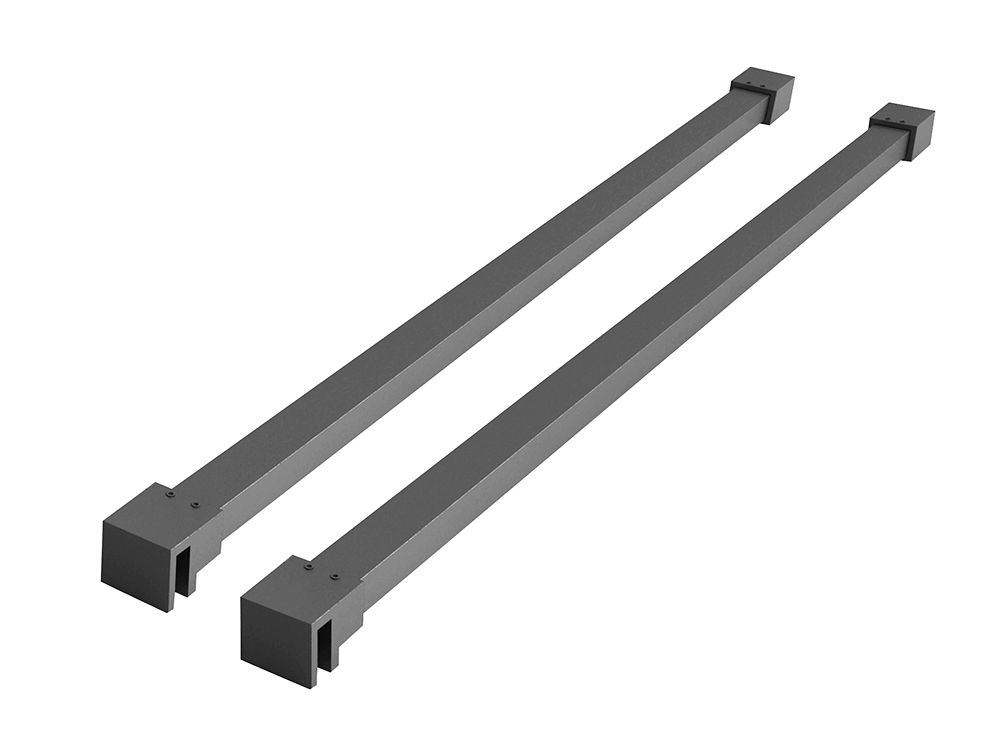 Wiesbaden Slim set stabilisatiestangen 120 cm voor vrijstaande inloopdouches gunmetal