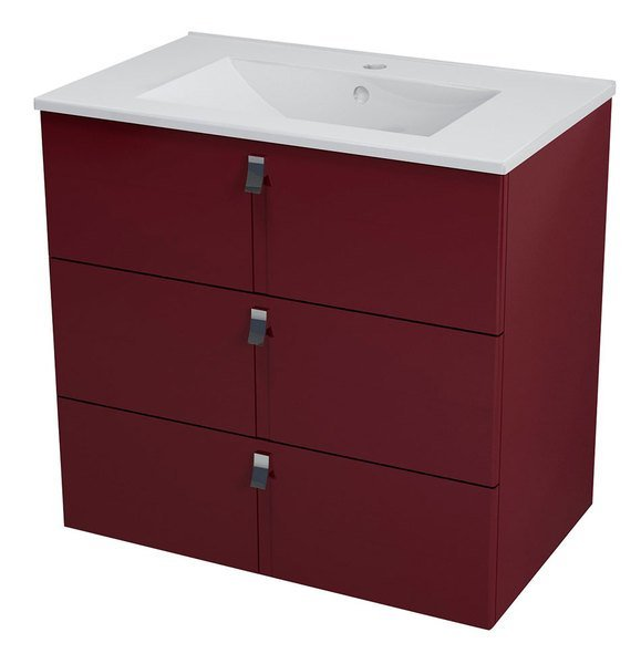 Sapho Mitra Badkamermeubel keramiek/MDF 90x45x70 bordeaux rood