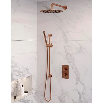 Brauer Copper Edition doucheset glijstang, muurbuis en staafhanddouche 3-weg 30 koper