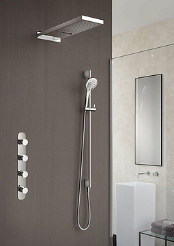 Hotbath Buddy inbouw douche set met 3 stopkranen en waterval IBS7 chroom Staafdouche (incl glijstang)