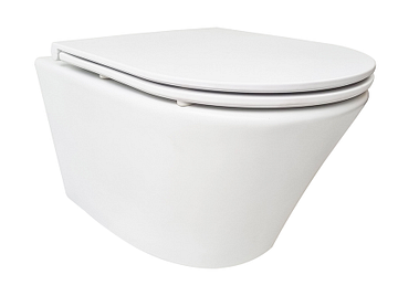Wiesbaden Vesta rimless toilet met Flatline toiletzitting mat wit