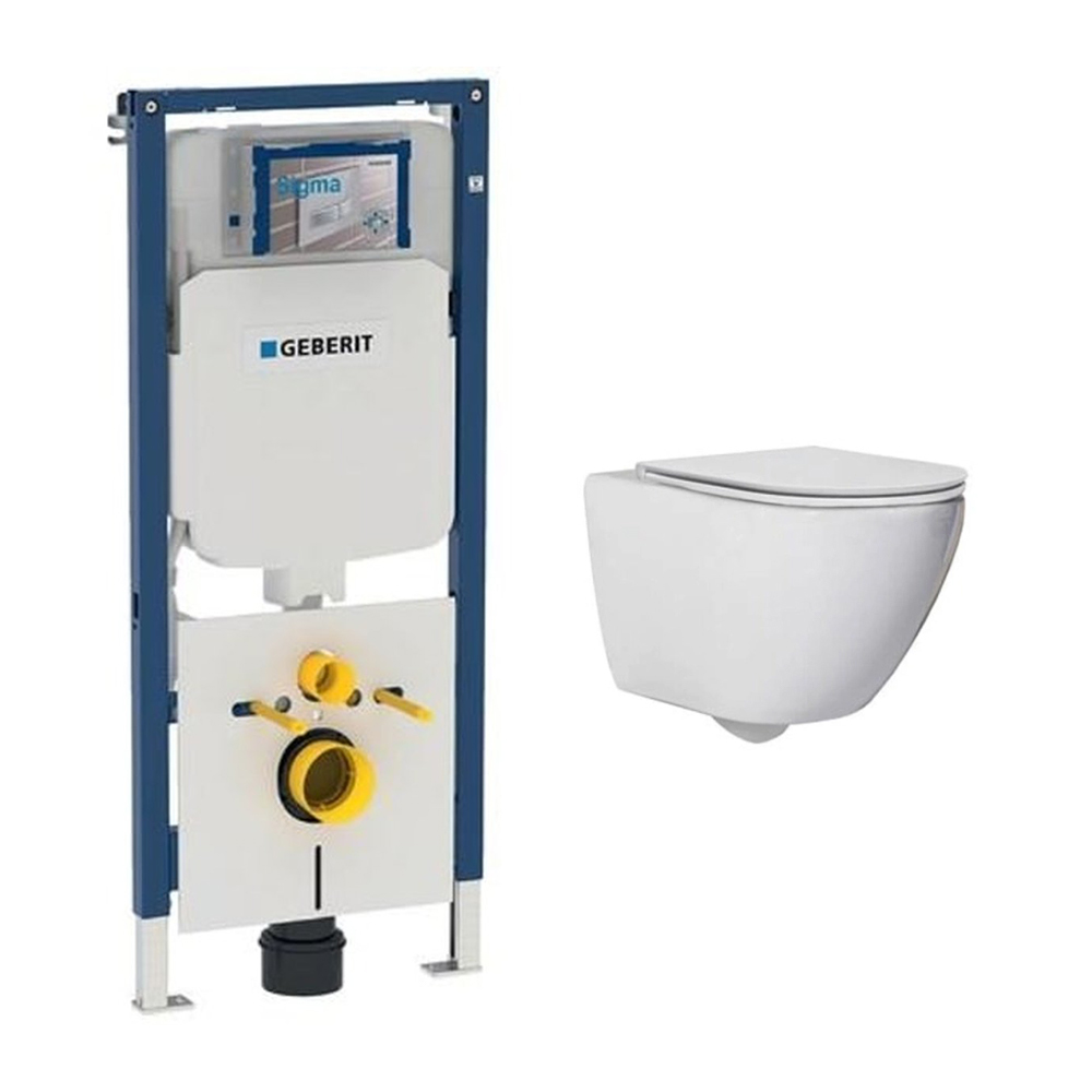 Saniclear Jama UP720 toiletset rimfree met flatline softclose zitting 48 cm wit