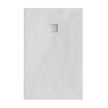 Tapo Relievo Crag douchebak 90&#215;140 cm mat wit met geborsteld RVS afvoerrooster