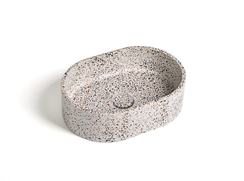 Ideavit Idea.Rock-E5 ovale waskom  28x40 terrazzo wit