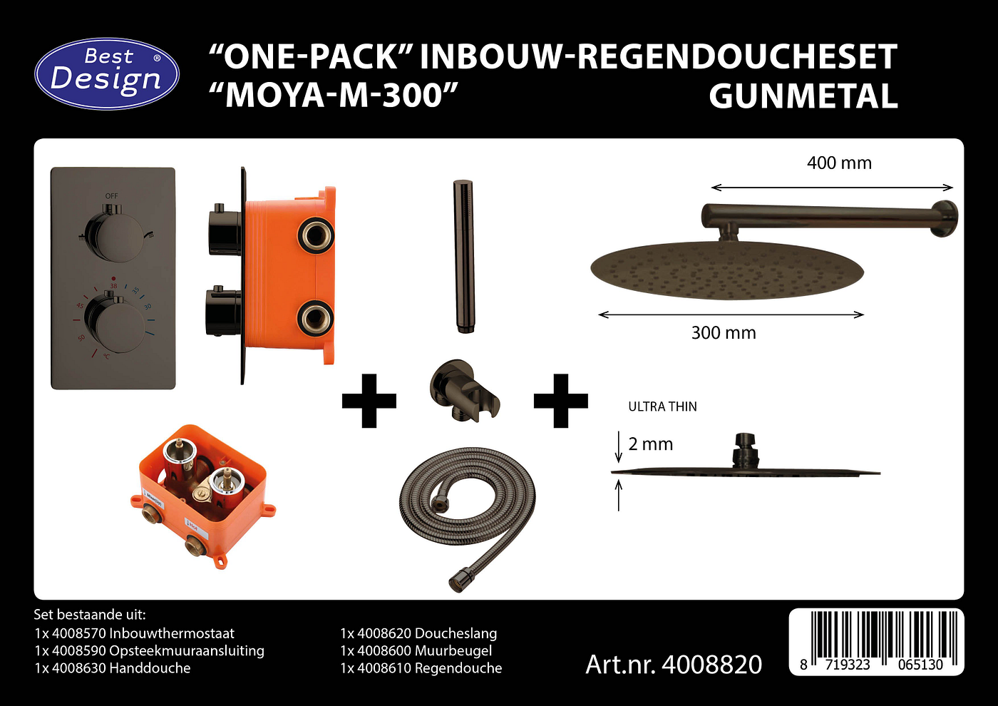 Best Design Moya one pack inbouw regendouche gunmetal