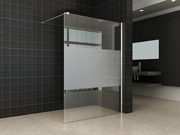 Wiesbaden Comfort inloopdouche 1400 x 2000 x 8 mm nano helder glas met melkglas middenband/chroom