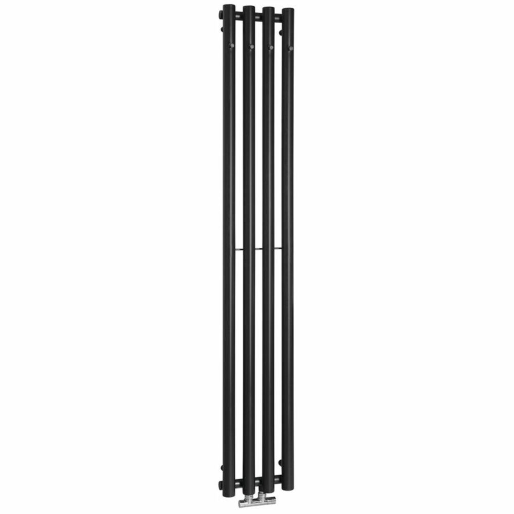 Sapho Pilon badkamerradiator met 4 haken 27x180 mat zwart