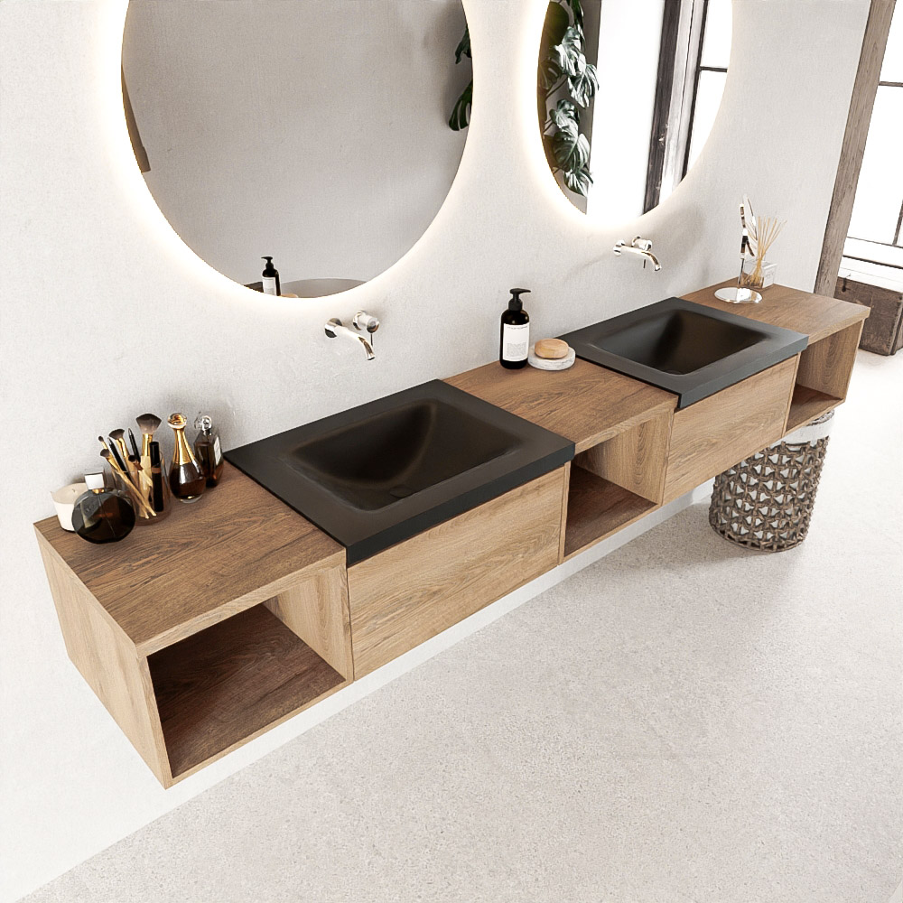 Mondiaz Bukla badmeubel 2 lades 240 washed oak en urban