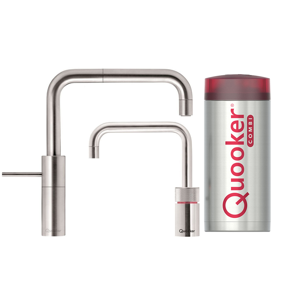 Quooker Nordic Square Twintaps kokend waterkraan met COMBI boiler RVS