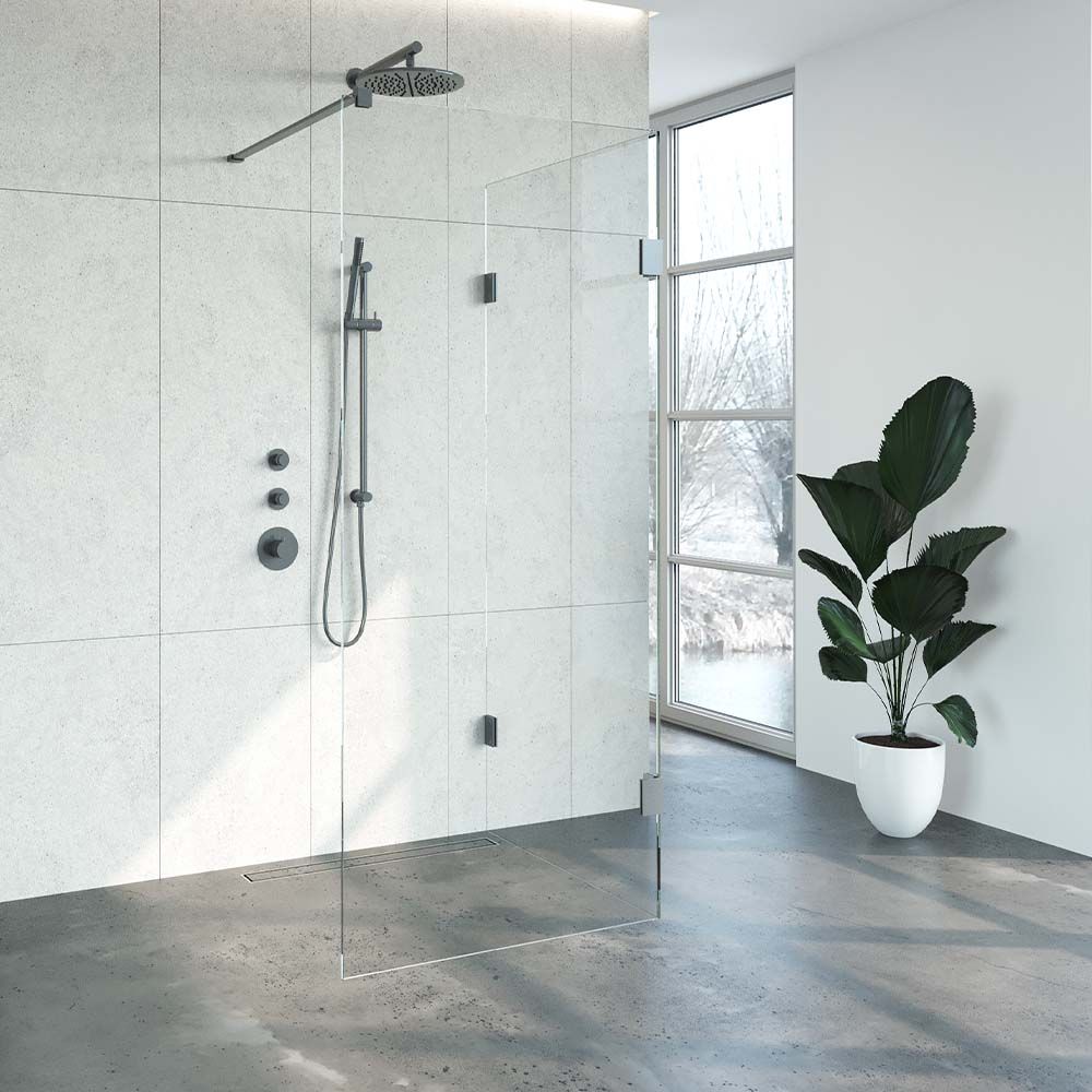 Topa Creative inloopdouche 2 delig 90x90 gunmetal